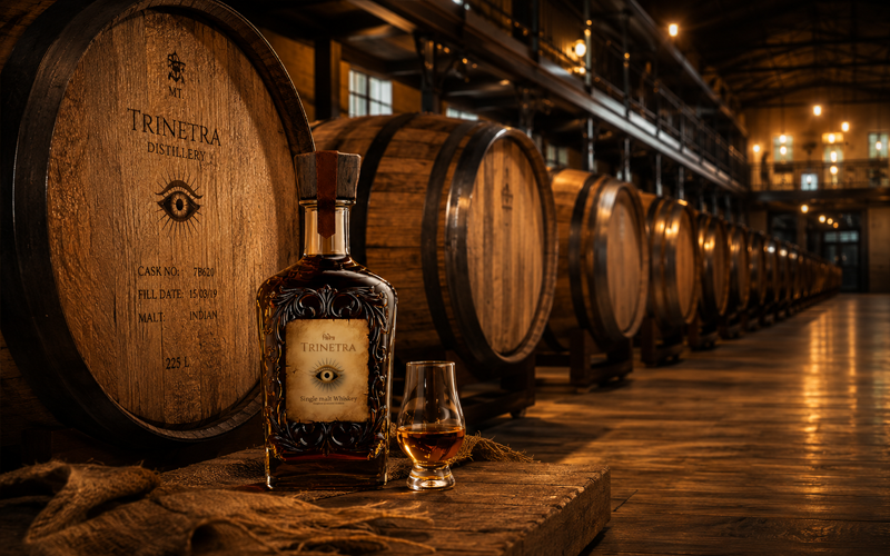 Trinetra Single Malt Whisky highlighting excellence in whisky making