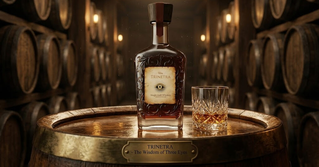 Trinetra premium single malt whisky crafted with exceptional quality and craftsmanship